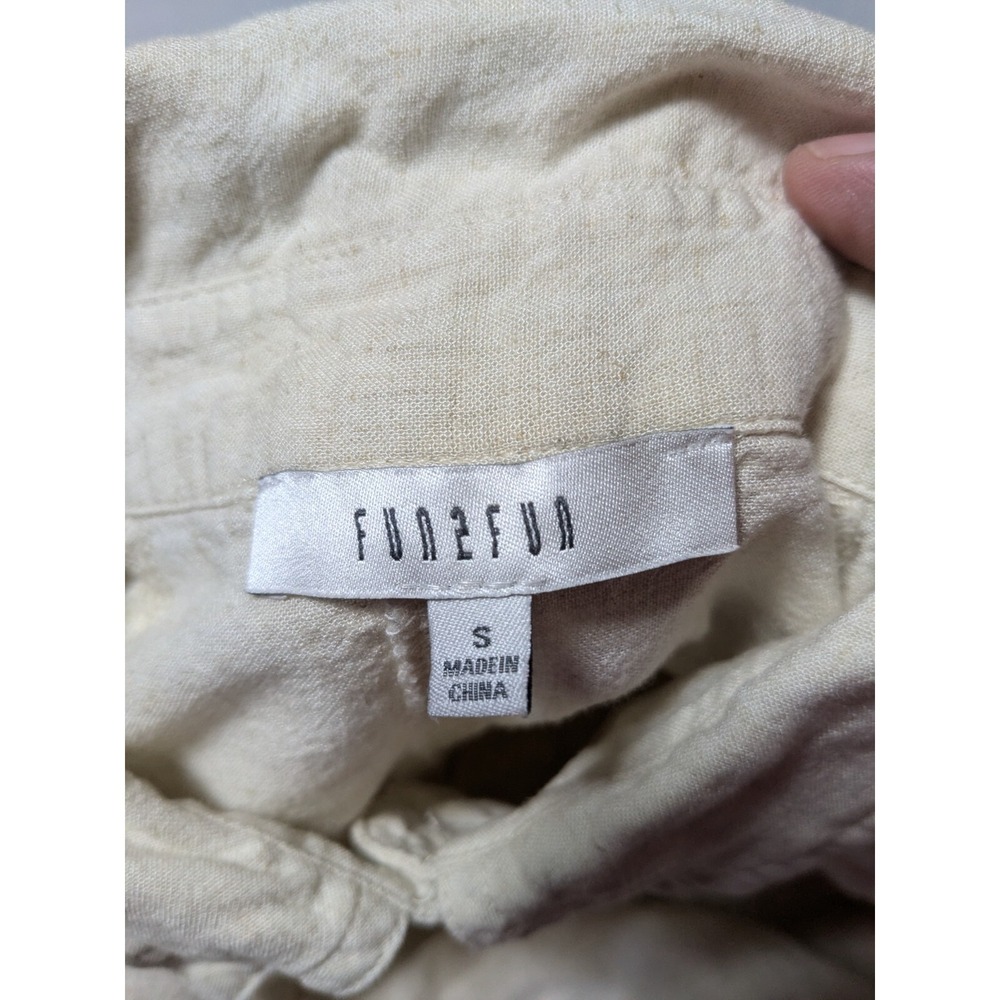 FUN 2 FUN Women Small Beige Rayon Linen Blend Button-Up Shirt - Picture 4 of 16